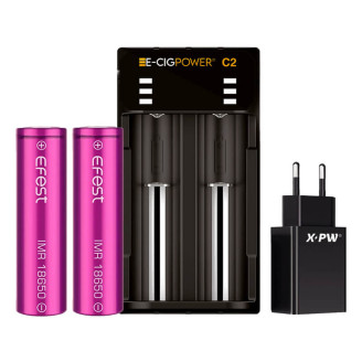 Pack 2 accus 18650 avec chargeur